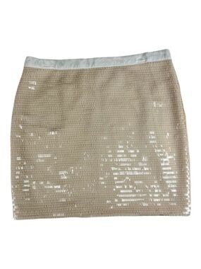 CACHE Scale Beige Full Sequins Mini Pencil Skirt Sz 12 NWT